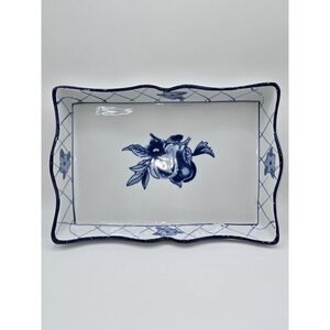 CASA SICILIA Ceramica Dipinta A‎ Mano Italy Blue/White Pear Baking Tray 12"
